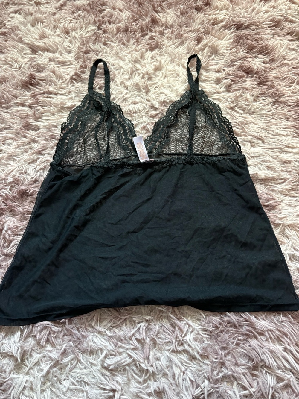Savage X Fenty Black Lace-Trim Chemise Cami
